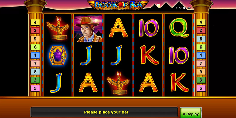 In-game view of the Novomatic slot Book of Ra
