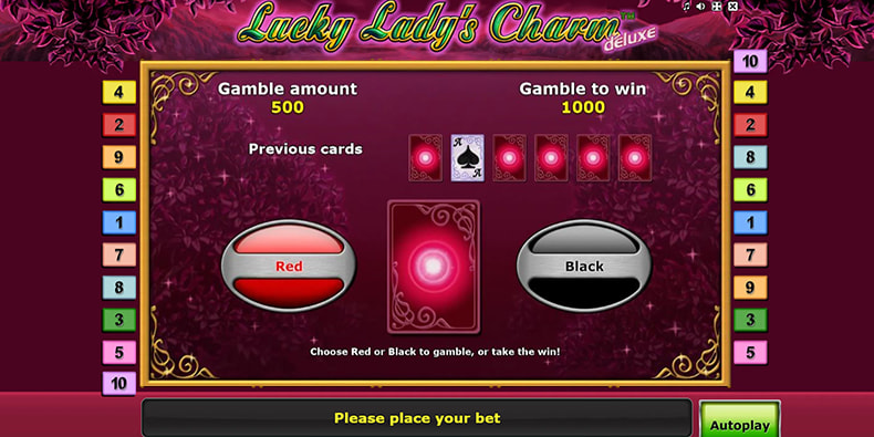 The gamble feature on the Novomatic slot Lucky Lady’s Charm