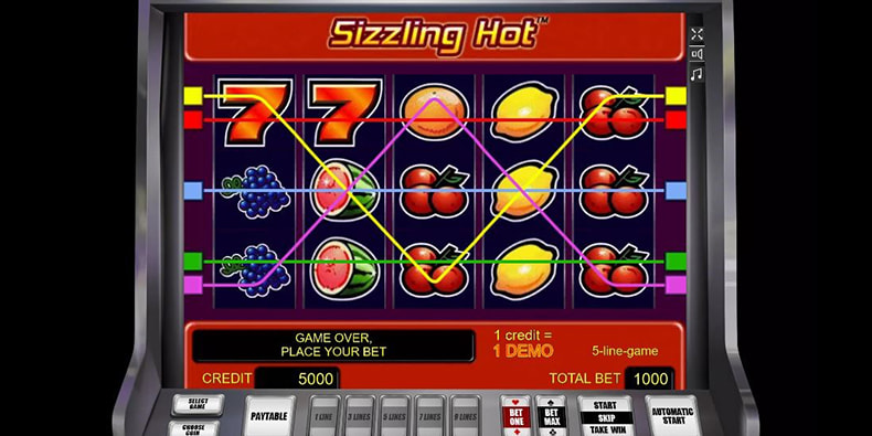 In-game view of the Novomatic slot Sizzling Hot