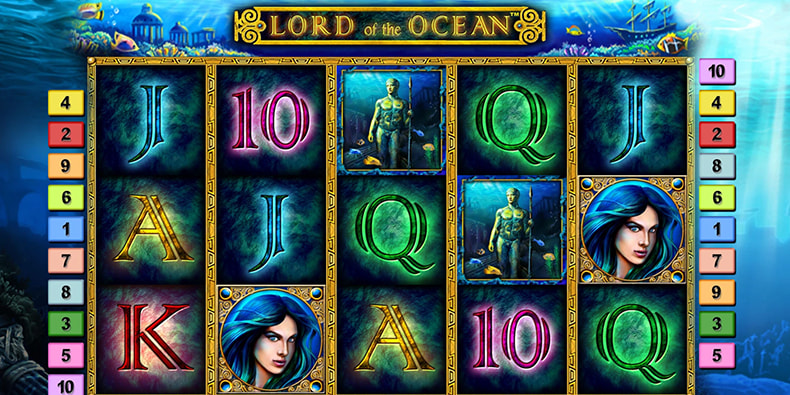 Initial layout of the Novomatic online slot Lord of the Ocean