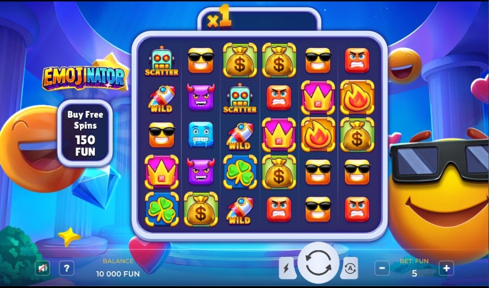 Emojinator slot reels by DreamPlay