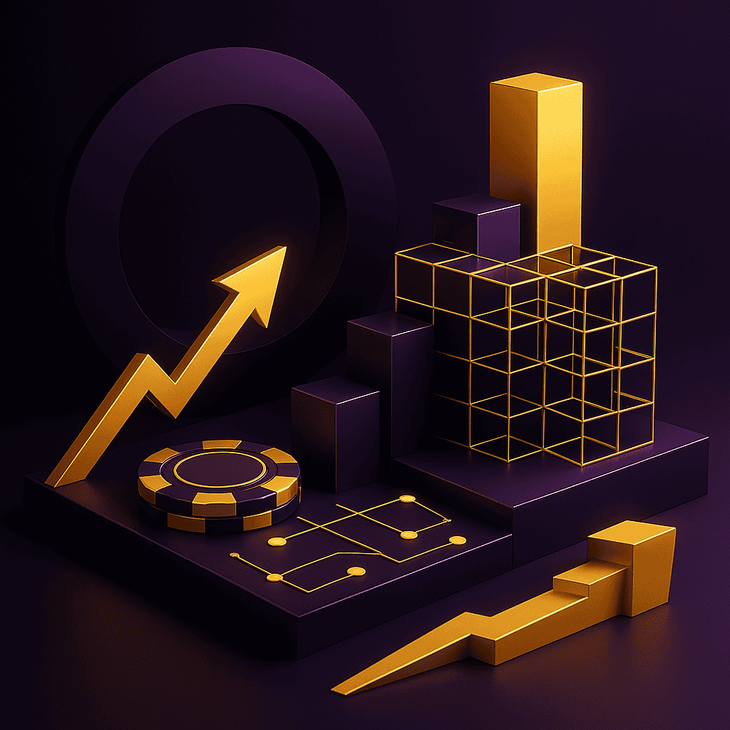 Omnichannel casino operations visualized through abstract architectural forms and integrated casino elements representing digital-retail convergence