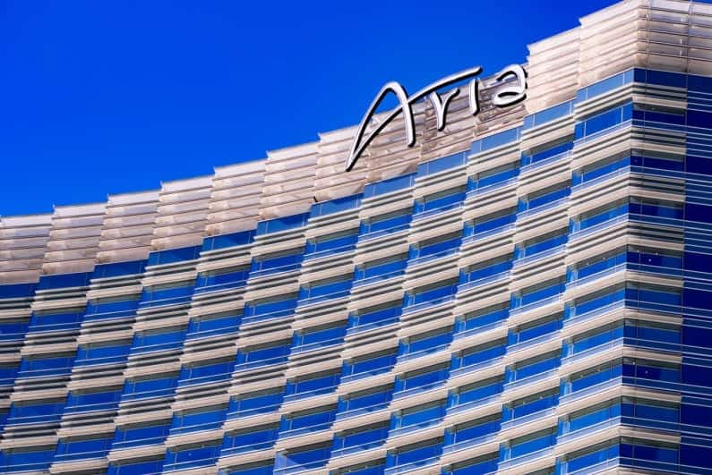 Poker Footage Shot at the ARIA Resort & Casino Shows Offshore Gambling Site Logo
