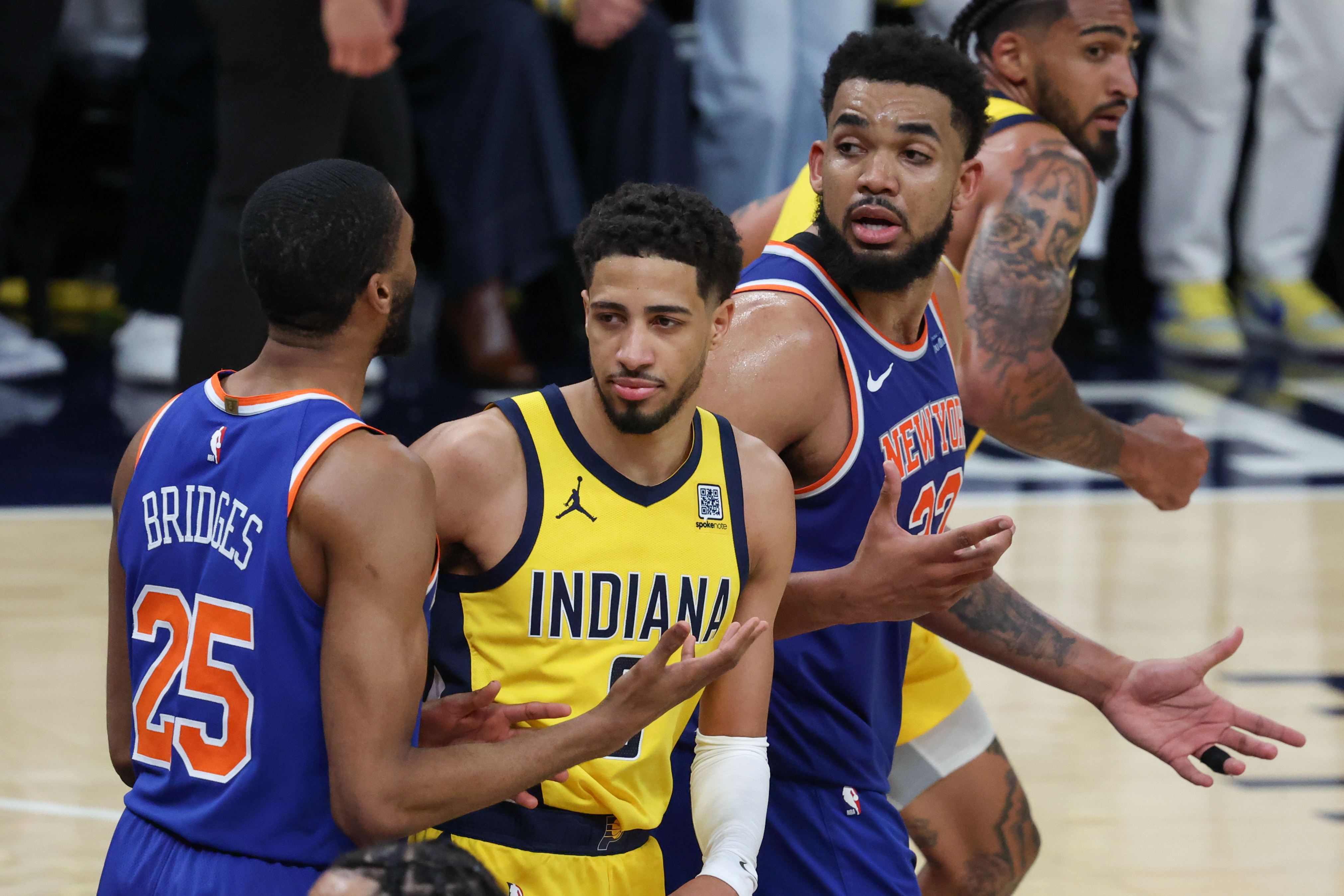 Knicks fire Tom Thibodeau after Eastern Conference Finals exit, unwillingness to utilize depth 2 Karl-Anthony Towns Mikal Bridges Knicks Pacers