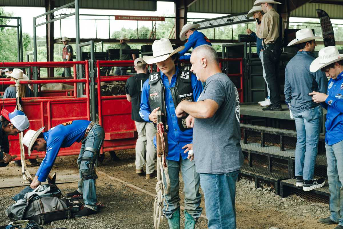 New York Mavericks gear up for a new season of professional bull riding at UBS Arena this fall 4 The team gears up to practice riding bulls.