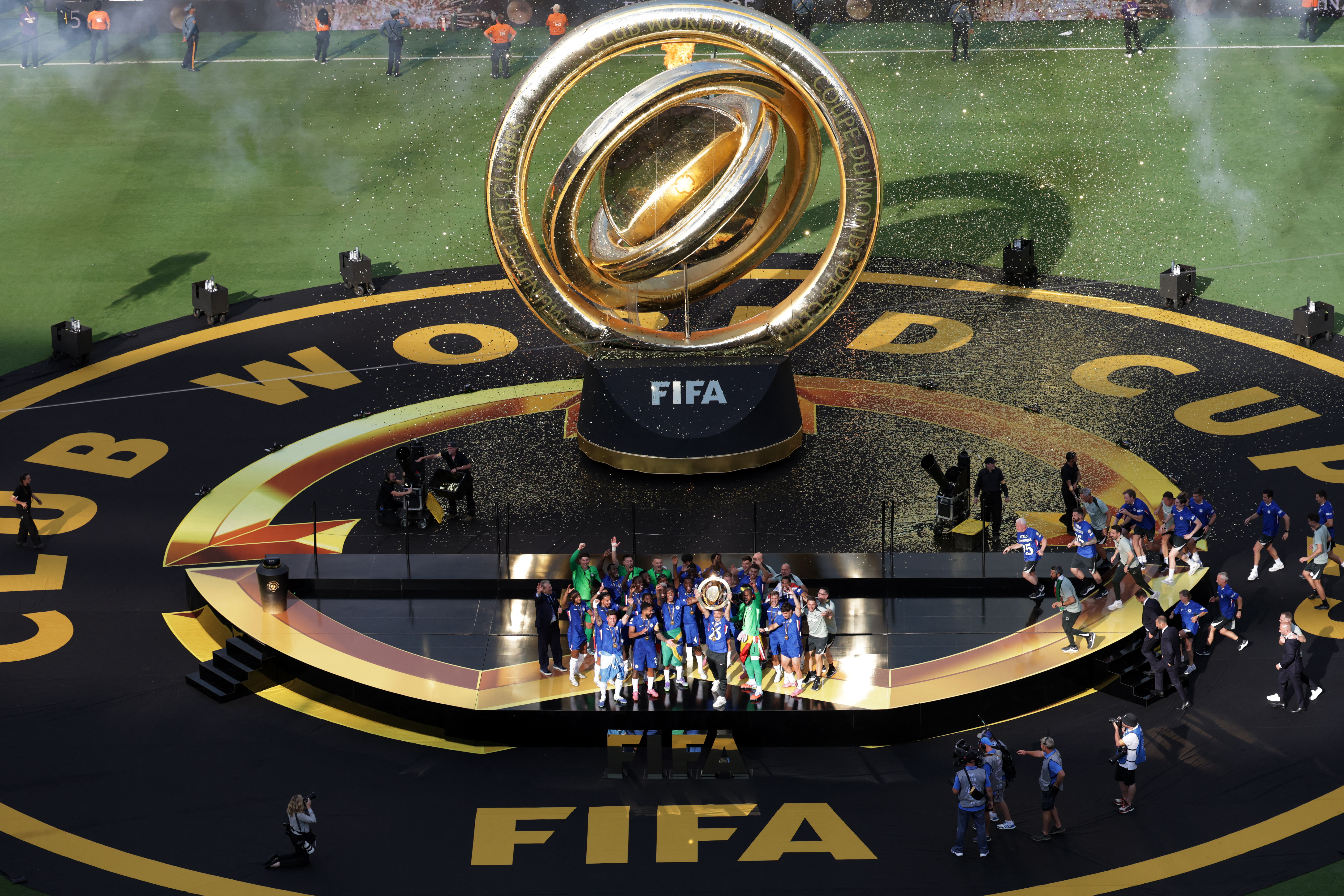 Chelsea's Enzo Maresca believes Club World Cup can be 'even more important' than Champions League 2 Chelsea trophy lift Club World Cup Final MetLife Stadium
