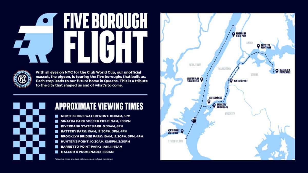 NYCFC flying giant pigeon from Staten Island to Queens to celebrate pivotal year for soccer in New York | amNewYork
