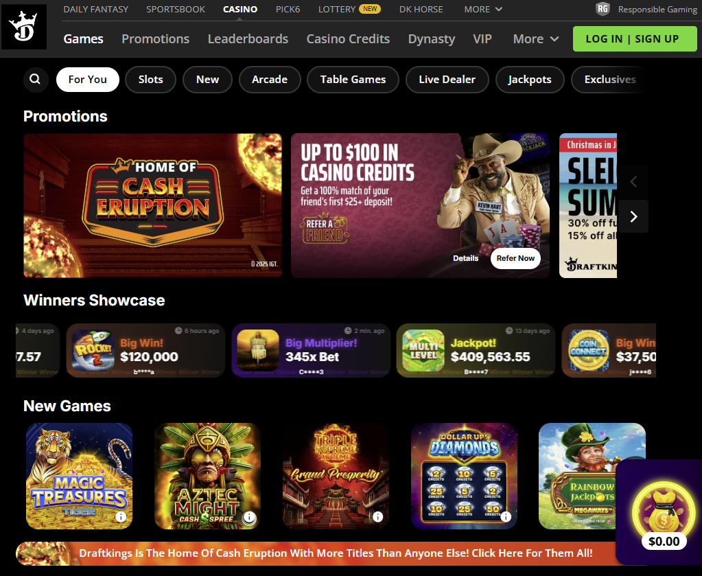 Most popular casino sites NJ - DraftKings Casino