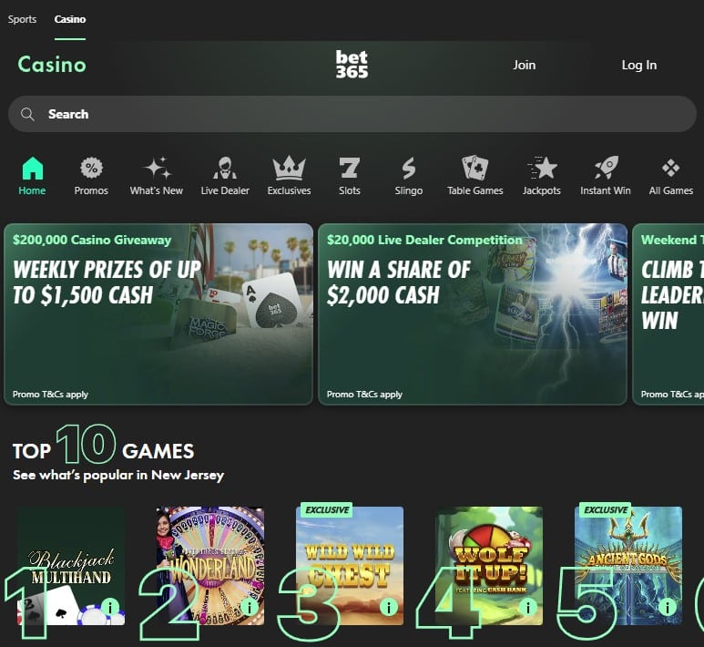 NJ top casinos - bet365 Casino