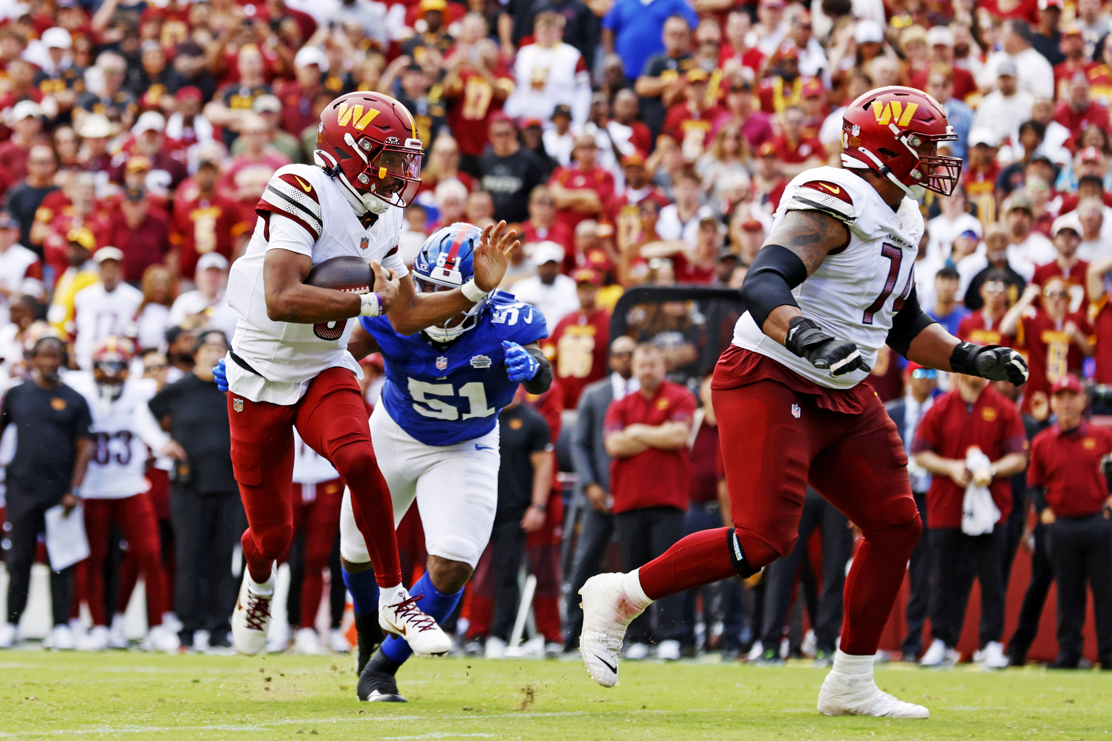 Abdul Carter Jayden Daniels Giants Commanders W1