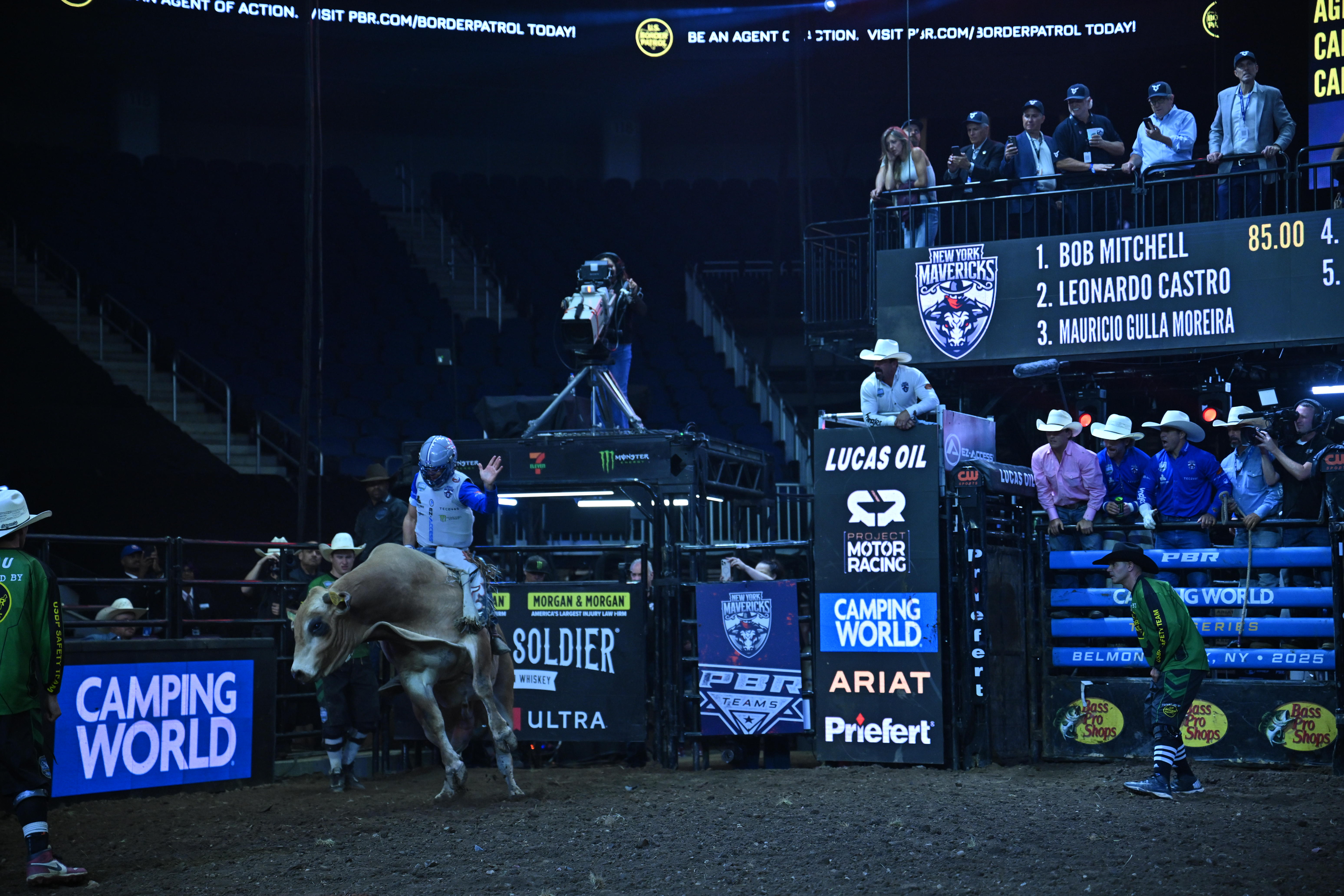 PHOTOS: New York Mavericks make debut at UBS Arena for home matchups of professional bull riding 7 Leonardo Castro rides for the Mavericks.