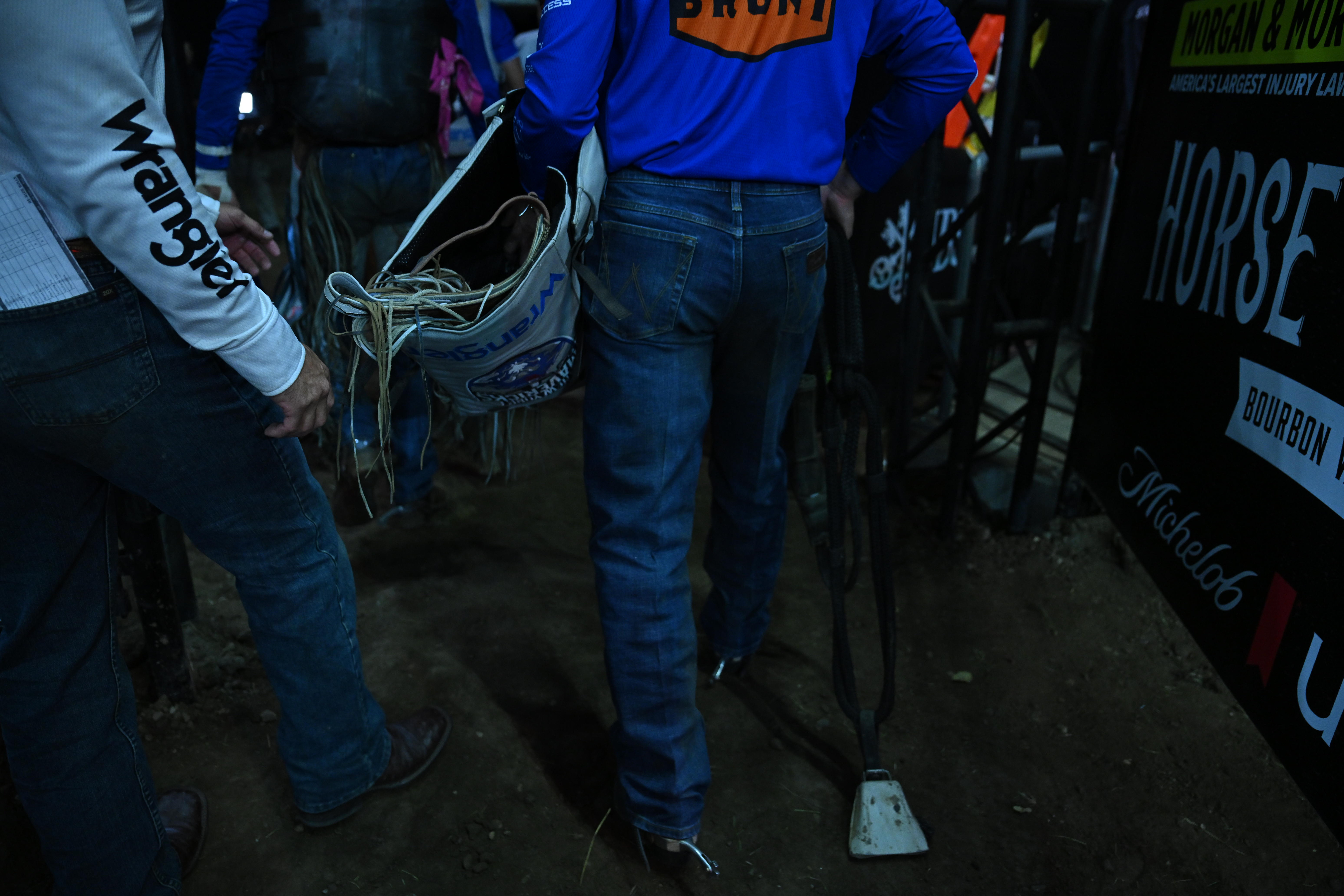 PHOTOS: New York Mavericks make debut at UBS Arena for home matchups of professional bull riding 10 The New York Mavericks prepare for a bull ride.