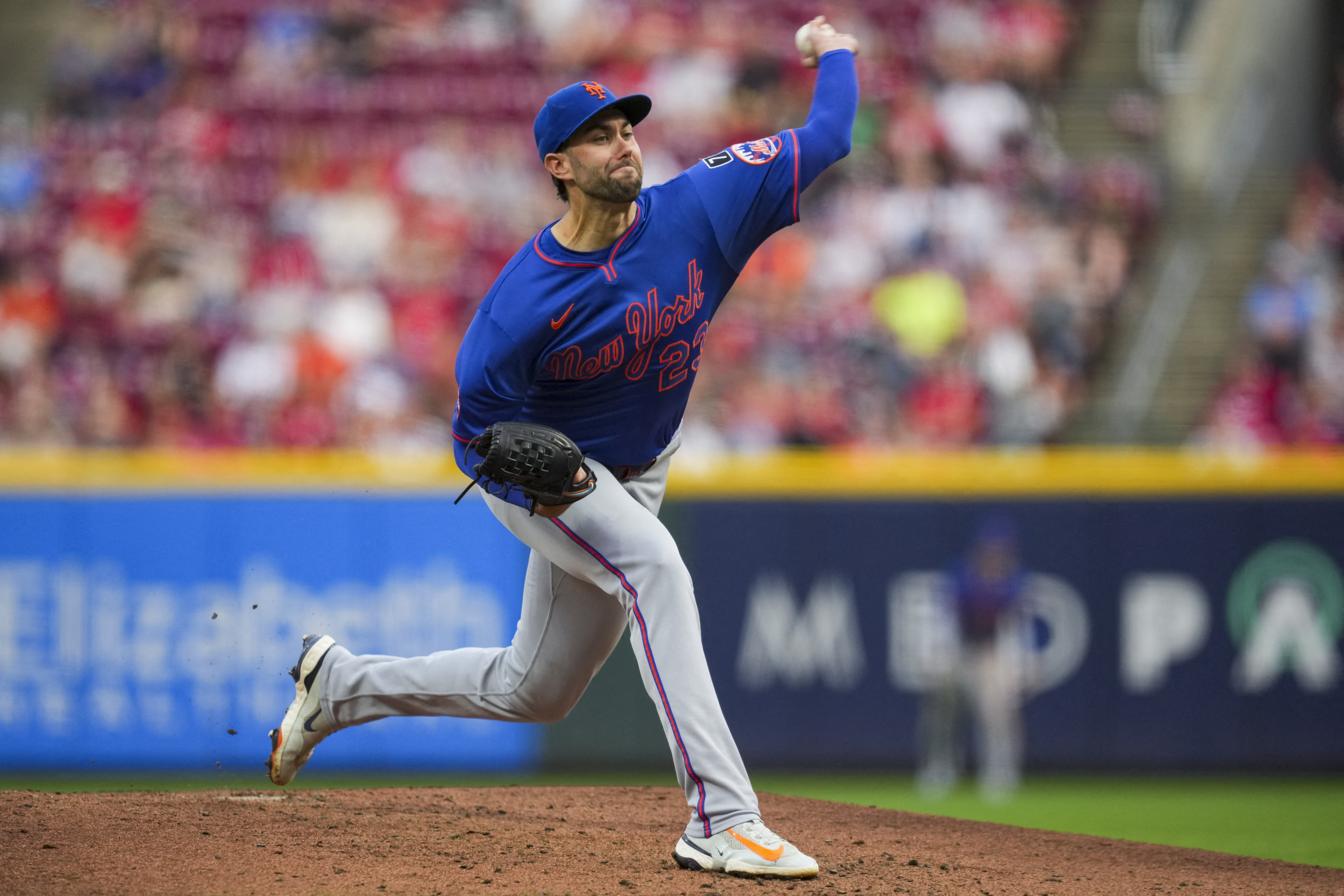 What could a Mets postseason rotation look like? 4 David Peterson Mets: Man in blue uniform throws baseball