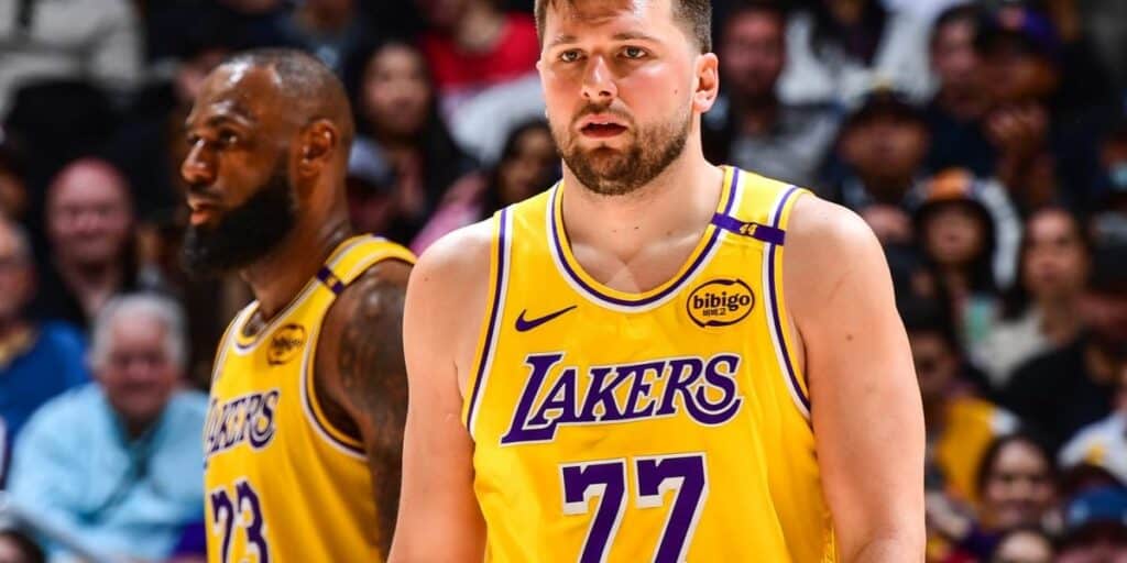 Lakers' Luka Doncic reacts to LeBron James' Injury
