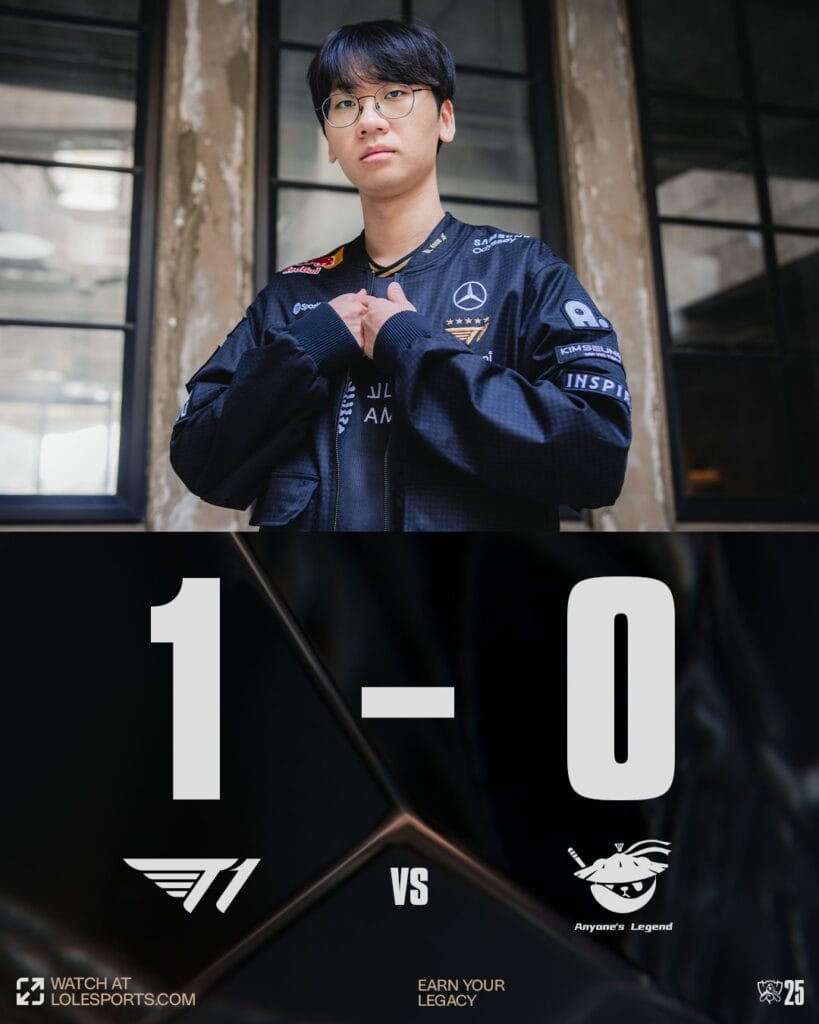 T1 Escapes Anyone’s Legend’s Grip in Pulsating 3-2 Worlds 2025 Quarterfinal