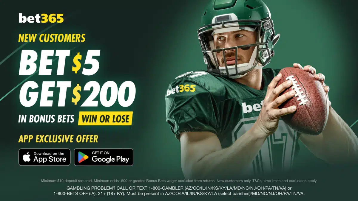 bet365 Sportsbook promotional image for the $200 bet-and-get offer.