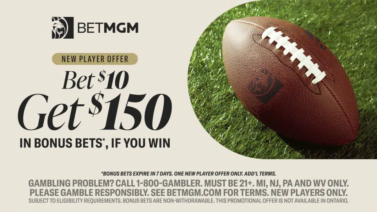 BetMGM Sportsbook promotional image for the $150 bet-and-get promo on SportsHandle.