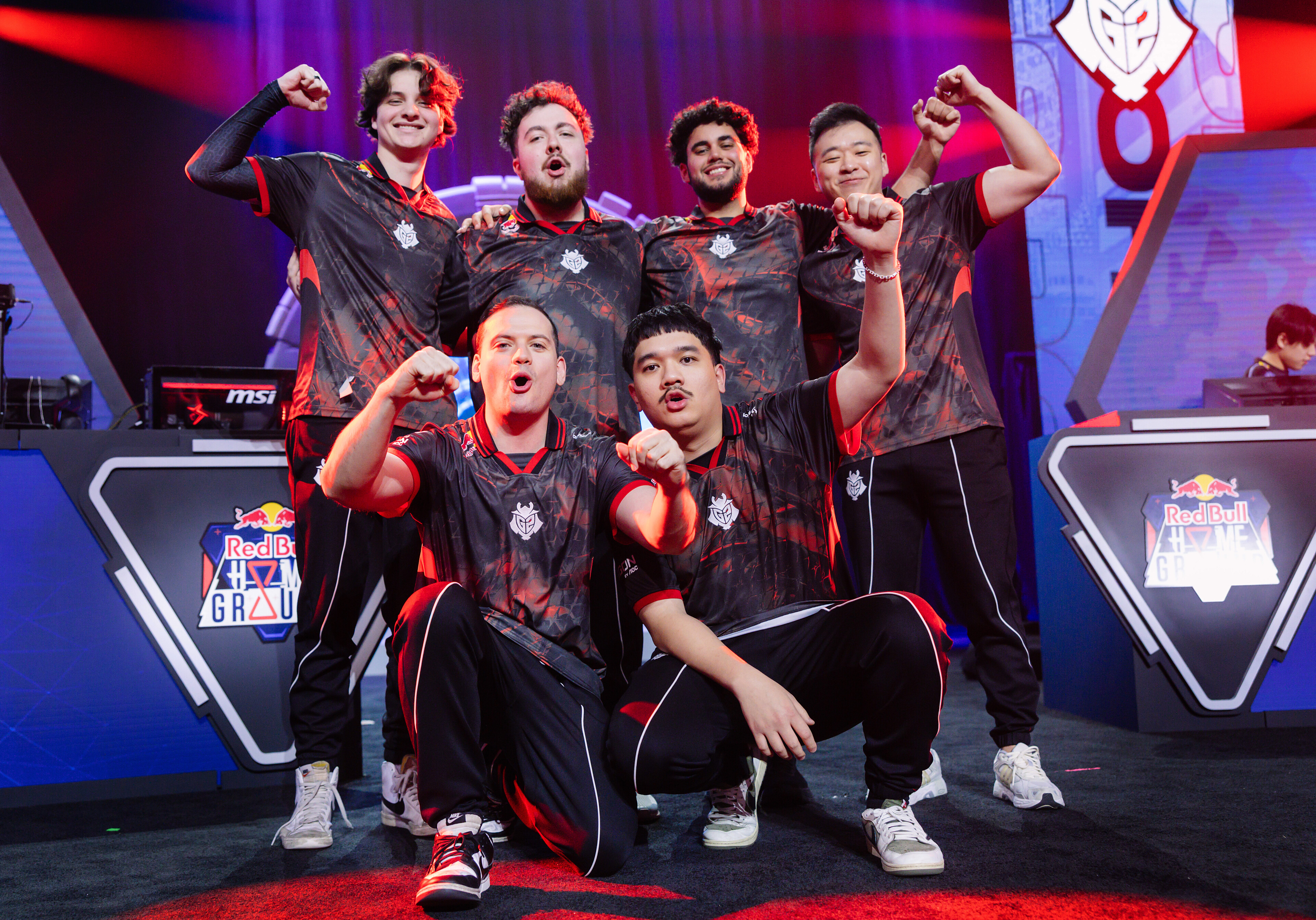 G2 celebrate at the Upper and Lower Finals Day of the Red Bull Home Ground World Final in New York City, NY on November 15, 2025.
