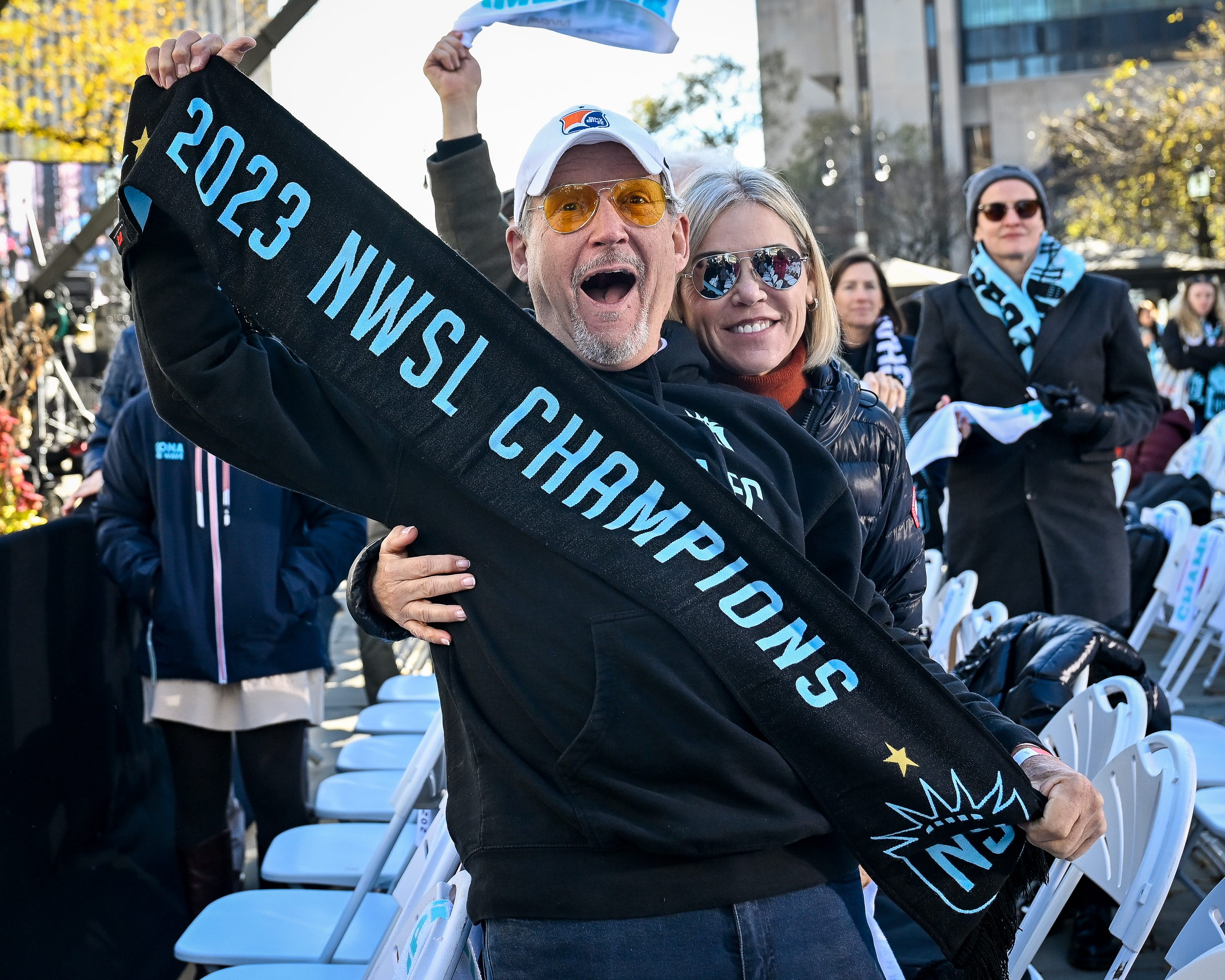 ‘No Underdogs here:’ Gotham FC receives Keys to the City after stunning NWSL championship playoffs 2 Fans celebrate the Gotham FC's 2025 NWSL championship.