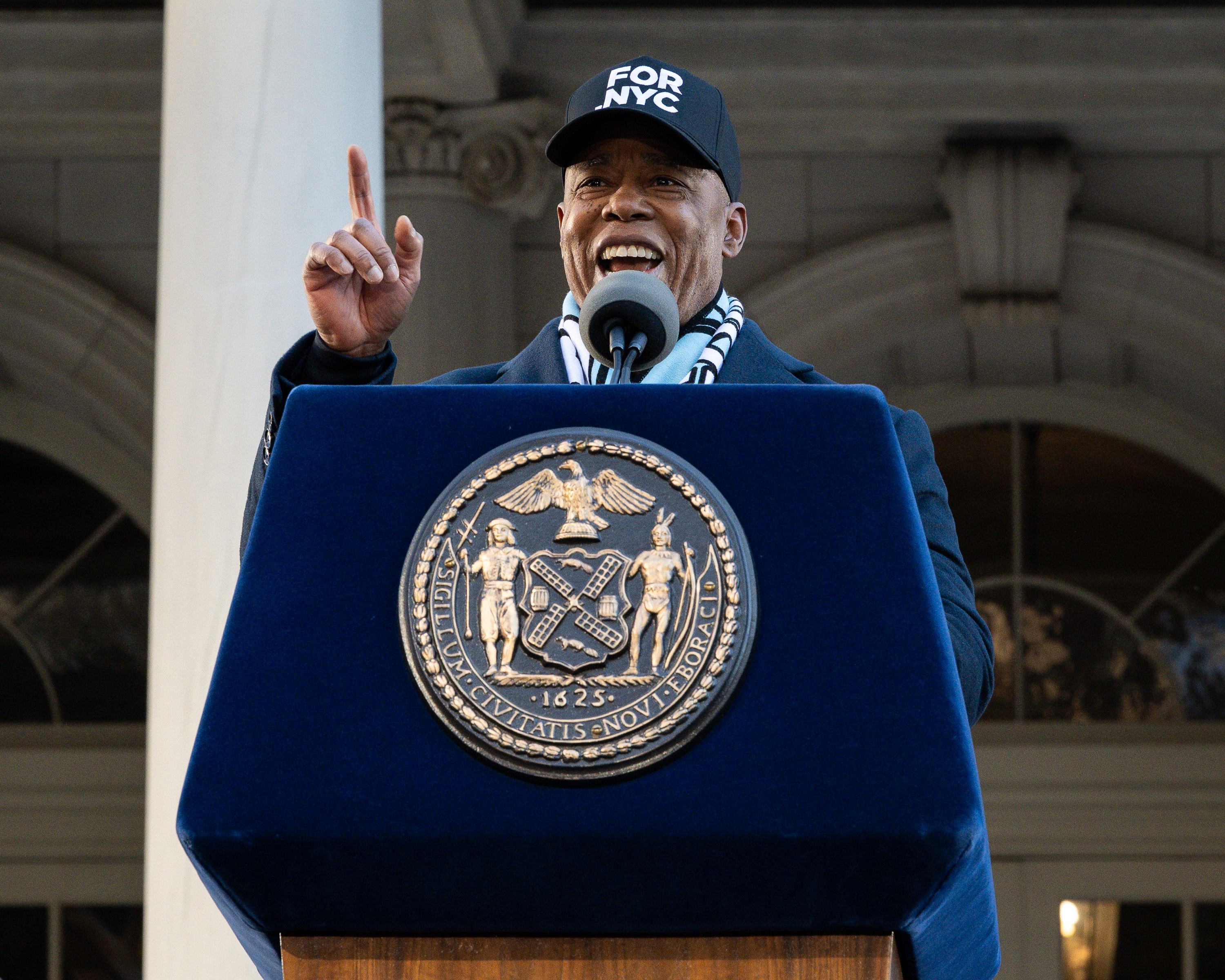 ‘No Underdogs here:’ Gotham FC receives Keys to the City after stunning NWSL championship playoffs 4 Mayor Eric Adams addresses the crowd at the Gotham FC's NWSL Championship celebration.