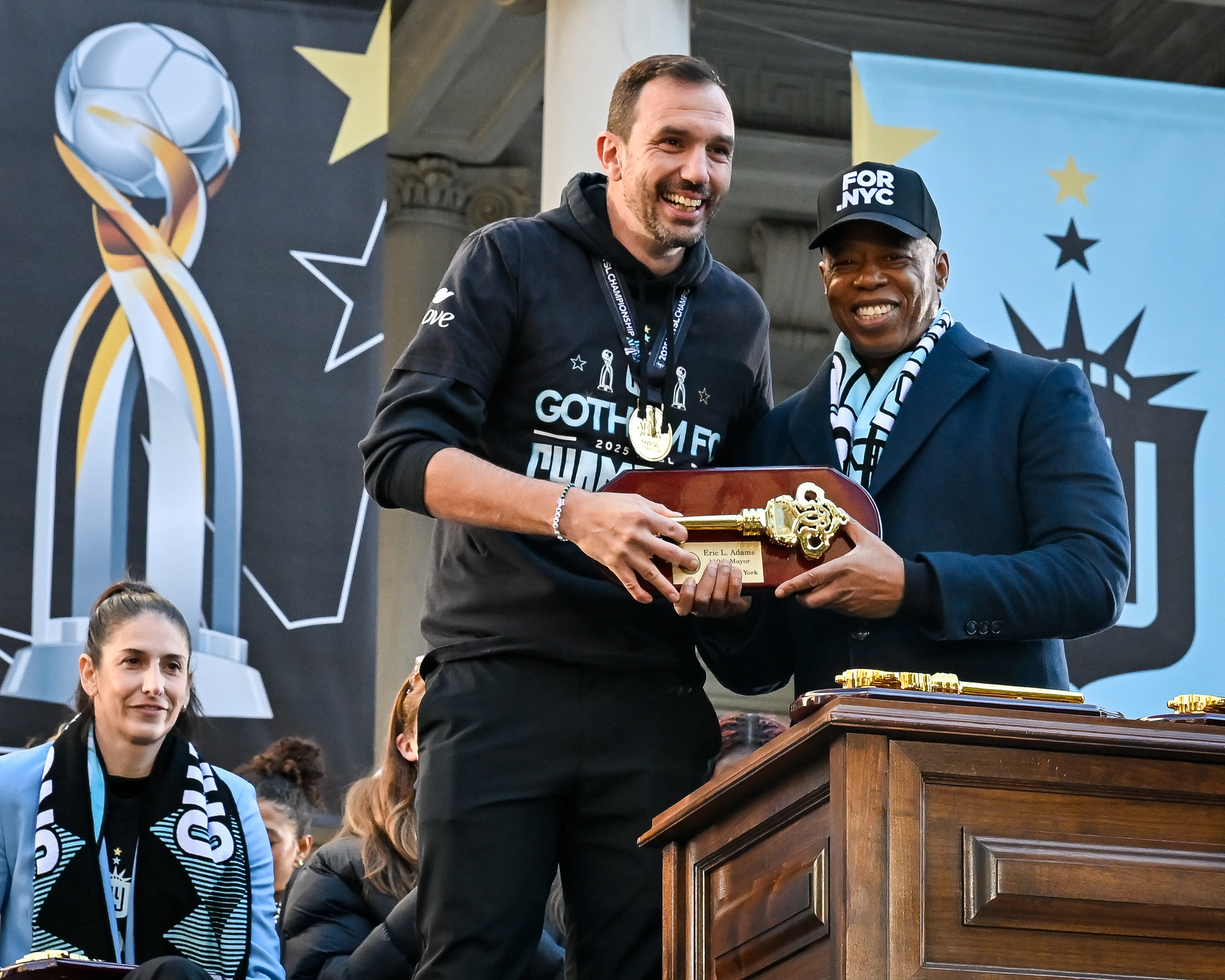 ‘No Underdogs here:’ Gotham FC receives Keys to the City after stunning NWSL championship playoffs 8 Mayor Eric Adams presents the keys to the city.