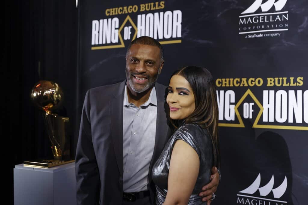 Bulls guard Randy Brown before the team's Ring of Honor ceremony in 2024.