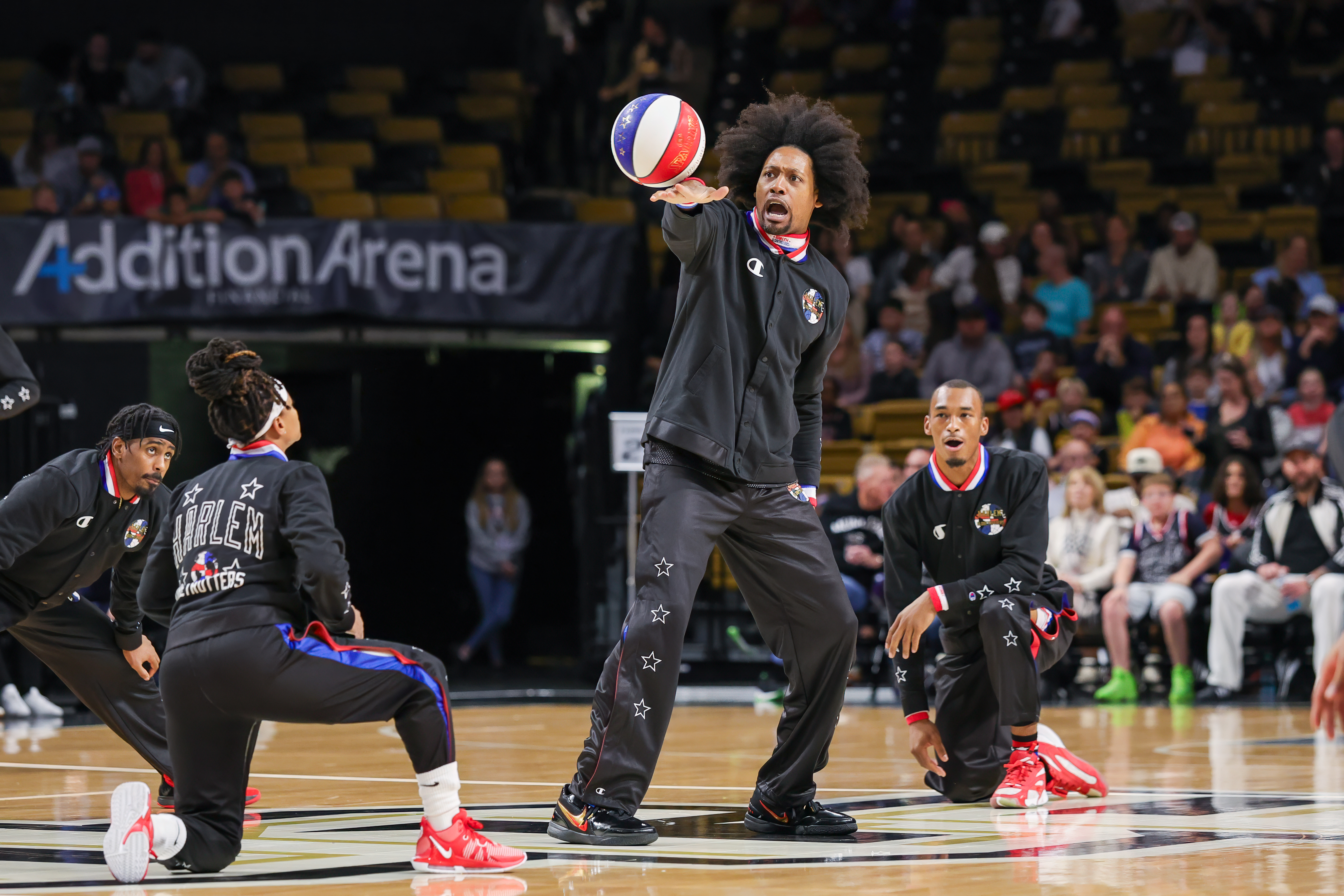 Harlem Globetrotters to tip off their 100th anniversary season at Madison Square Garden 2 Jan 10, 2025; Orlando, FL, USA; Harlem Globetrotters at Addition Financial Arena.