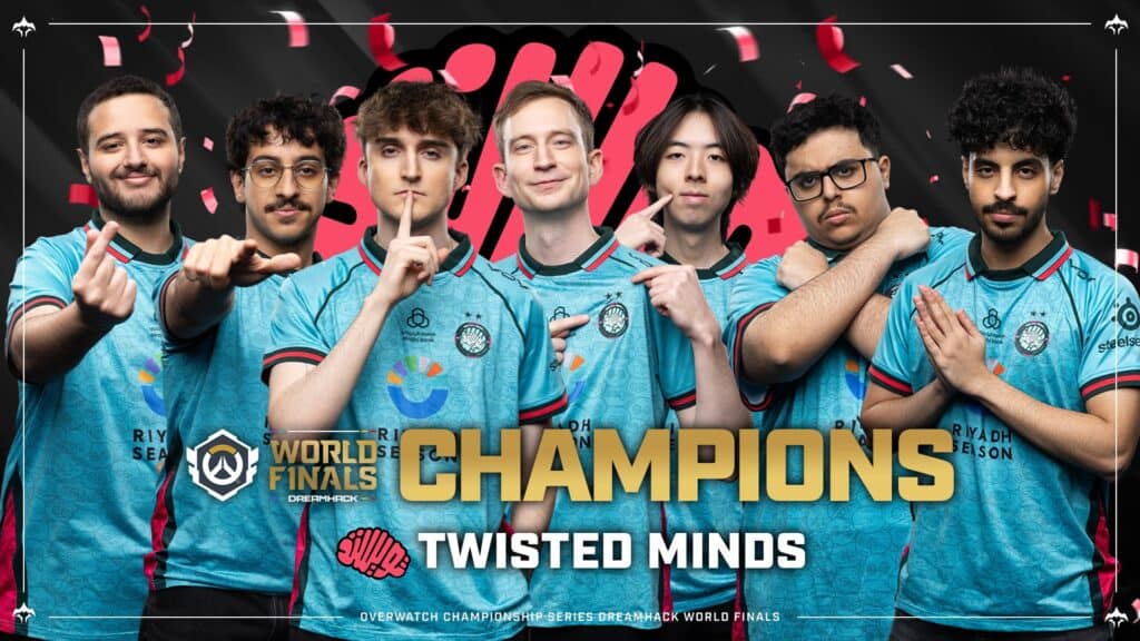 Twisted Minds OWCS roster for 2025 World Finals champion announcement graphic