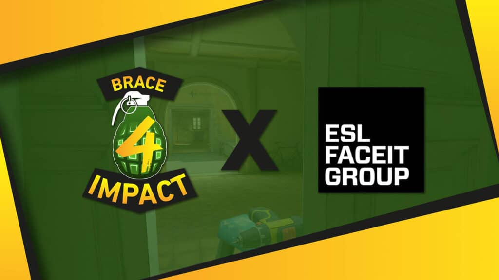 Image of Brace for Impact and ESL FACEIT Group logos on a yellow and green background