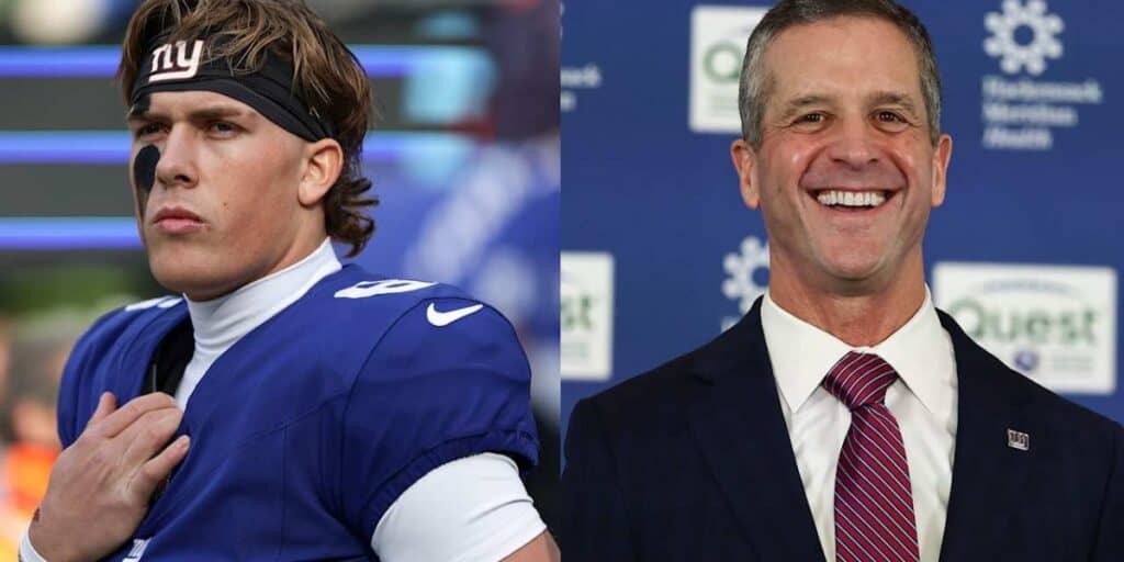 Jaxson Dart reacts to Giants hiring John Harbaugh