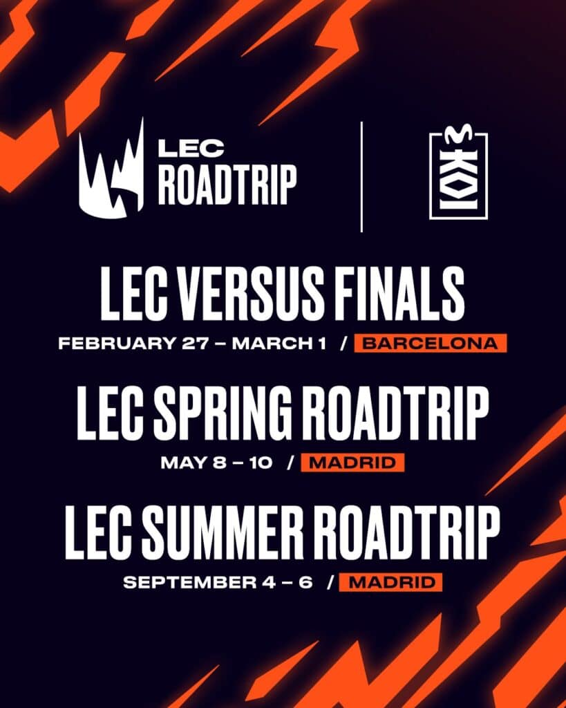LEC 2026 Roadtrips Confirmed: Five Arena Events Hit Spain and France