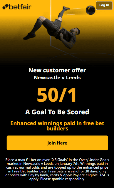 Midweek Goals Accumulator Tips: Side with St James’ Park goals in 11/2 Acca