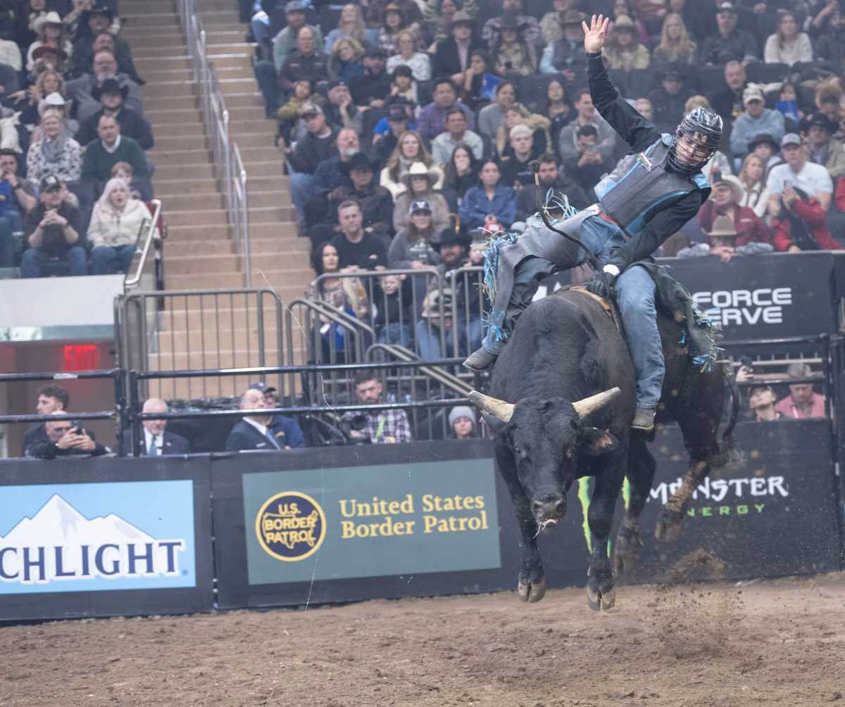 PHOTOS: Professional Bull Riding takes over MSG for three-day sold-out buck-off 3 PBR Rider John Crimber rides Bucktown during the Buck Off at The Garden.