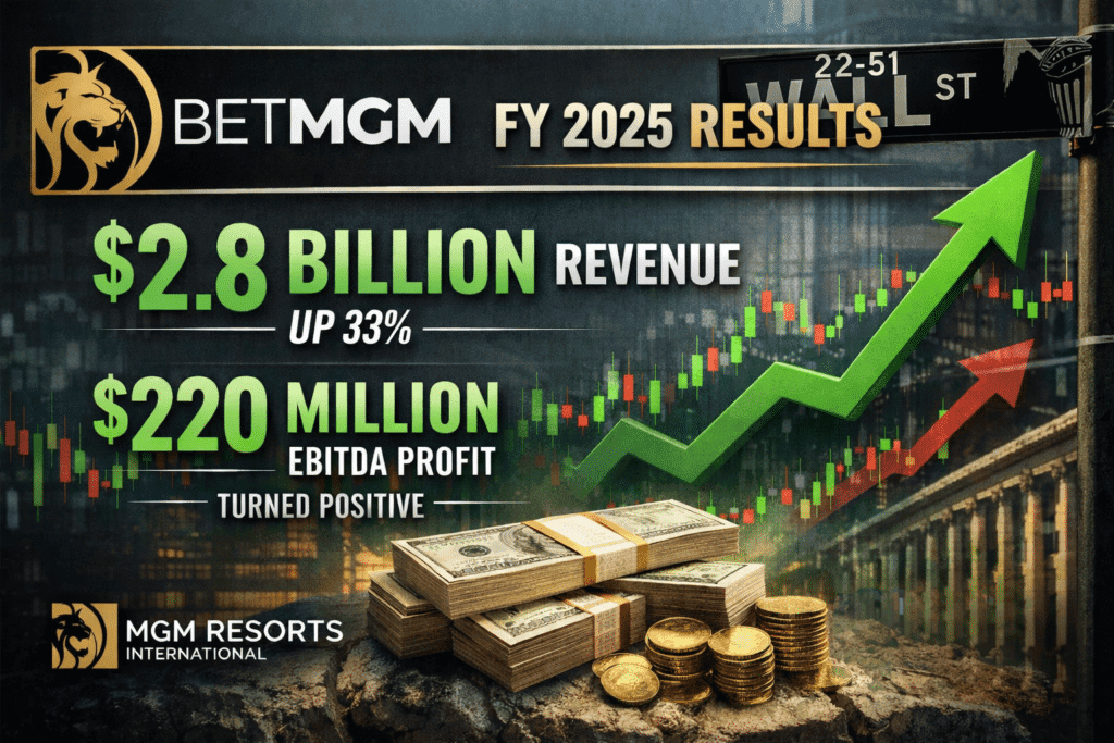 BetMGM FY 2025 Revenue Jumps 33% to $2.8B, EBITDA Positive