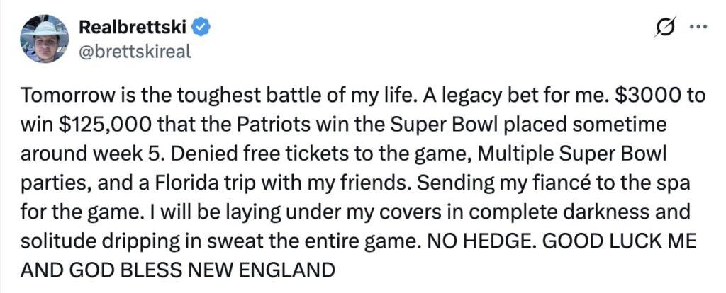 Brett 'Brettski' Stern Sparks Online Frenzy With Big Game Bet