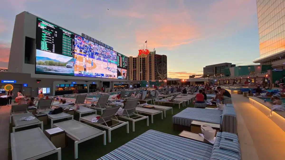 An image of Stadium Swim at Circa Resort & Casino. Many casinos will offer specials on Super Bowl Sunday and if they have a pool, your casino might off anything from traditional pool parties, to free lounge chairs on a first come, first served basis.